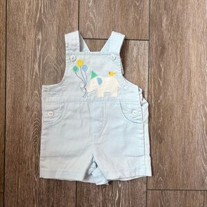 Vintage Florence Eiseman Blue Elephant Balloon Shortall Romper